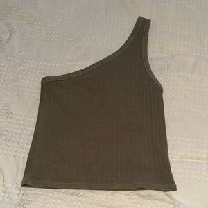 American Eagle Asymmetric Ribbed Tank - Olive